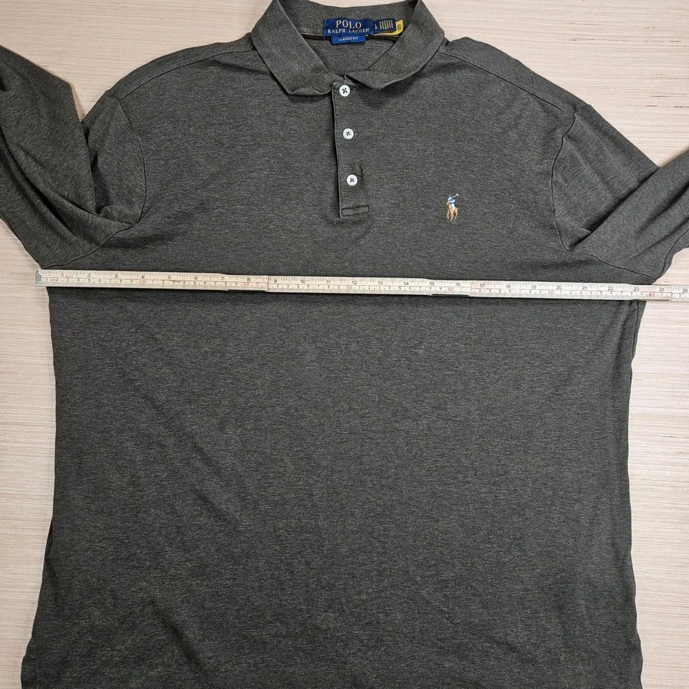 Polo Ralph Lauren Polo Shirt Mens L Green Classic Fit Soft Cotton Long Sleeve